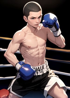 a 30 years old man, ((black buzzcut)), boxing,cg