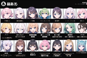 (design character sheet, girls same face in one picture , loli, upper body, youngest,same
face, different pose)

