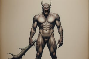an ugly monster, luis royo style, standing full body
