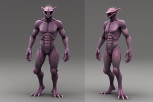 worm monster humanoid 3d, reference, render