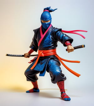 a hand-painted figurine representing a ninja man, rural Japanese, where secret ninja combat techniques are performed, art by josan gonzalez, yuna, pencil draw, cyb-3d-art,Leonardo Style,neon style