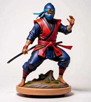 a hand-painted figurine representing a ninja man, rural Japanese, where secret ninja combat techniques are performed, art by josan gonzalez, yuna, pencil draw, cyb-3d-art,Leonardo Style
