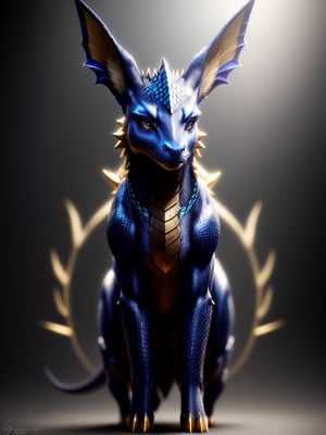 Full body visible a dragon gazing across the horizon, his eyes filled with glorious intelligence, vibrant gold lined scales with beautiful flecks of silver, blue eyes, small frills along his head and chin, volumetric lighting, detailed eyes, detailed claws, detailed body, detailed scales, ultra detailed, HDR, 8k, detailed lighting, hyper realistic, ultra intricate details, octane render, portrait, depth of field, sharp focus on subject, elegant, ultra realistic details, photorealistic,Umbreon