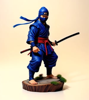 a hand-painted figurine representing a ninja man, rural Japanese, where secret ninja combat techniques are performed, art by josan gonzalez, yuna, pencil draw, cyb-3d-art