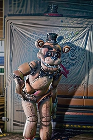 portrait commission of freddy fazbear,realistic,hyperdetailed,photorealistic,detailed face,art by greg rutkowski,trevor henderson,ross tran,artstation,deviantart,4k,western comic style,sharp lineart,professional lighting,professional shading,monster,darkart,freddy,perfect,FFIXBG, brown fur,k4k3k