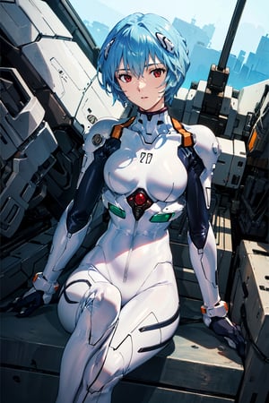 (best qulity), (masterpeice),
girl sitting with mech, white bodysuit, shoulder armor,
dramatic lighting,ayanamirei
