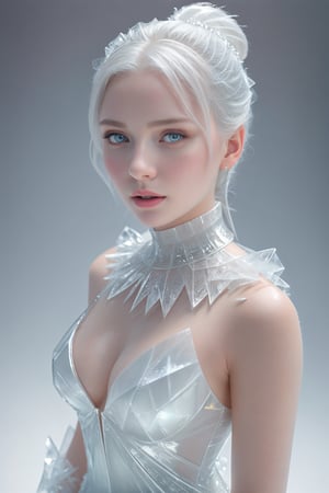 8K resolution, intricate detail, sophisticated detail, portrait of girl with IceAI dress, silver hair, albino girl, pale skin, big breasts, clevage, (highly detailed:1.2),(best quality:1.2),(8k:1.2), sharp focus, subsurface scattering, award-winning photograph, (professional portrait photography:1.2), RAW photography (very detailed background:1.2), dramatic lighting, by artgerm annie leibovitz wlop herb ritts, IceAI