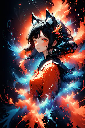 (masterpiece:1.0), (highest quality:1.12), (HDR:1.0), a girl, illustration, cover art, (black:1.2), (portrait), coral background, splash, (animal ear fluff:0.7)
,noc-mgptcls