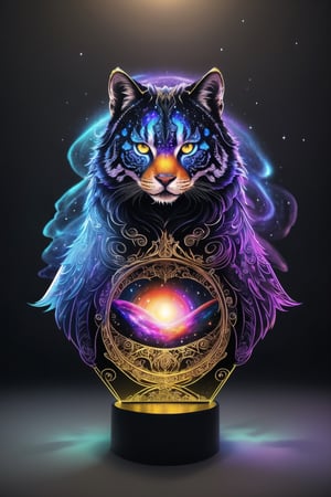 An awe-inspiring 8K HD art masterpiece, (Featuring the majestic King Leão Nebulosa Galaxy:1.3), Designed with a trendy and vibrant colorful gradient, set against a dark background for maximum impact, (A striking and eye-catching shirt print:1.3), Created in a highly detailed abstract style, utilizing Adobe Illustrator to achieve a perfect vector and 3D illustration, (A fusion of abstract and photorealistic art:1.3), The King Leão Nebulosa Galaxy takes center stage, captivating with its intricate details, particularly its head feathers, (A hyper-detailed cosmic portrait:1.3), Rendered with photorealistic precision and lit with Unreal Engine 5's volumetric lighting for a Gothic and high-resolution effect, (An art piece that brings innovation and truth to life:1.3), Captured using a Nikon 15mm f/1.8G lens, providing an up-close and intimate view, (A close-up masterpiece illuminated by ambient light:1.3), The artwork features ornate lace and smudges, adding depth and complexity to the environment, (An ornate and fantastical visual journey:1.3), A work of art that stands at the intersection of realism and fantasy, designed to mesmerize and inspire, (A 3D illustration that combines glamour and intricate detail:1.3),Circle