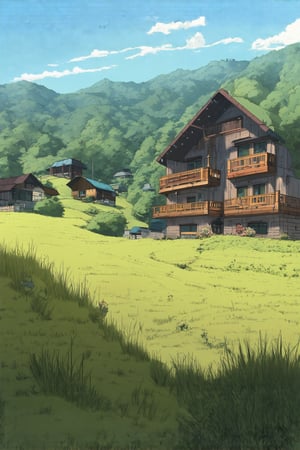 anime style, scenery, cozy, rustic, countryside, natural, earthy tones, 4esthet1c