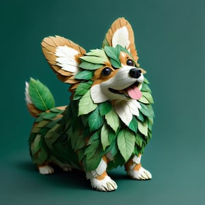 indoor, a corgi, made out of leaves, anime style