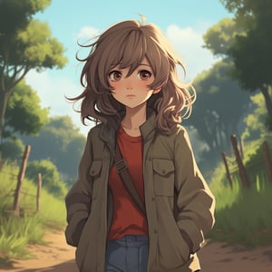 1girl, casual outfit, outdoors, looking at viewer, medium hair, close view,midjourney,anime