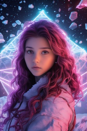 1 girl portrait, charming, nature, neon light, look at viewer,Anime Style, ice, space background,noc-space