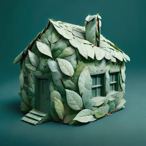 a house made out of leaves,  