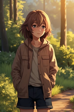 1girl, casual outfit, outdoors, looking at viewer, medium hair, close view,midjourney,anime,noc-lofi