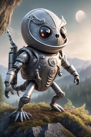 (masterpiece, best quality, ultra high res, photorealistic, realistic photo, extremely delicate, sharp focus:1.2),
(moonster, solo, full body, mechanical armor, Head antenna, spider legs:1.3), (jetpack, thrusters:1.4), glowing eyes,
(holding long sword), light particles, outdoor, mountains, detailed Forest with Trees, lake, beautiful detailed water surface, colorful, sunlight, light, fantasy, whimsical,
