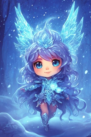 chibi, magical creature, electric arc, snowfall, colorful rays, high level of detail, best quality, masterpiece, magical fantasy style,