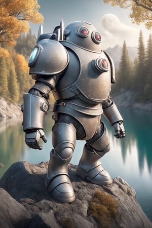 (masterpiece, best quality, ultra high res, photorealistic, realistic photo, extremely delicate, sharp focus:1.2),
(moonster, solo, full body, mechanical armor, antenna:1.3), (jetpack, thrusters:1.4)
holding weapon, light particles, outdoor, mountains, detailed Forest with Trees, lake, beautiful detailed water surface, colorful, sunlight, light, fantasy, whimsical,
