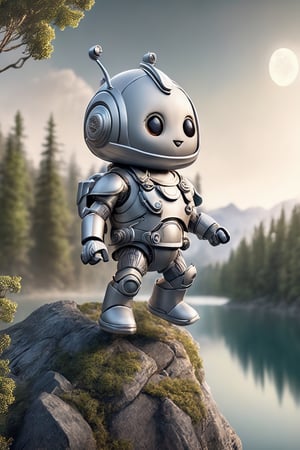 (masterpiece, best quality, ultra high res, photorealistic, realistic photo, extremely delicate, sharp focus:1.2),
(moonster, solo, full body, mechanical armor, Head antenna, short legs:1.3), (jetpack, thrusters:1.4)
holding weapon, light particles, outdoor, mountains, detailed Forest with Trees, lake, beautiful detailed water surface, colorful, sunlight, light, fantasy, whimsical,