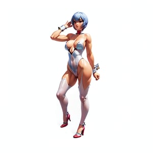 masterpiece, best quality, (white background:1.2), (best quality:1.4), (ultra highres:1.2), (hyperrealistic:1.4), (anime :1.2) ,csr style,pastel color ,Playboy bunnysuit,anime,rei ayanami,bunnysuit