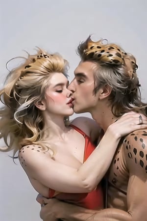 cheetara_bodysuit_aiwaifu, naked, facial portrait, sexy stare, kissing Lion-O, ,kiss,  hugging each other, ,kissing