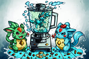 Liquified Carbuncle,pokemon creature stuck in food processor,