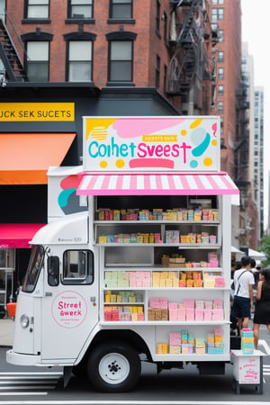 street sweets truck on street in new york city