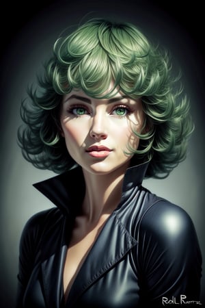 Tatsumaki portrait by rolf armstrong,  warm lighting, intricately detailed, 8k, perfect shading, perfect detail, perfect colours, rolf Armstrong style