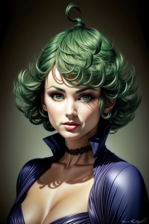 Tatsumaki portrait by rolf armstrong lighting, intricately detailed, 8k, perfect shading, perfect detail, perfect colours, rolf Armstrong style