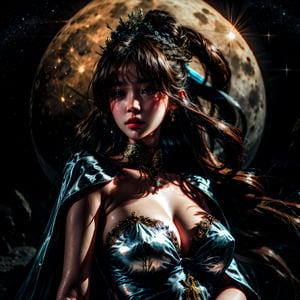 moon goddess, upper body, HD, 8K, HDR, breathtakingly beautiful, 