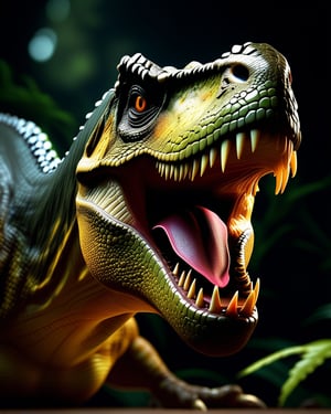 A dangerous  T-rex, (masterpice), best quality, high quality, high detailed, perfect body,perfect_face, high_detailed_face, realism face, good body, , , dark bakground