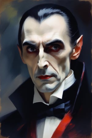 Impressionism, striking portrait of Dracula, painterly, small brushstrokes, visible brushstrokes, impressionistic style,Monster,DonMn1ghtm4reXL