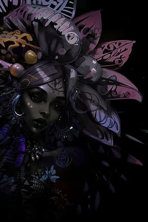 
a black-light representative  illustration of  woman by justin_c,stanislaw_k,art3