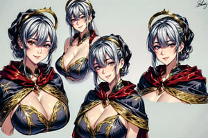 (character sheet of the same exact Vallaria wearing black beret with golden rim and intricate [white|golden] robe and black cloak),
(((white background))), (((simple studio background))), reference sheet,
((fantasy)), ((kind smiling)),  detailed eyes, detailed facial features, detailed clothes features, detailed face and breast, beautiful eyes, detailed eyes, perfect body, perfect breasts, perfect face,
(best quality, masterpiece), 