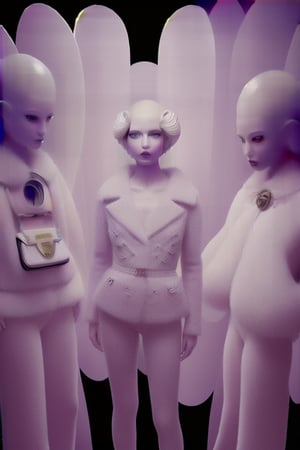 character design, luminogram, sharp focus, colorful, clear, detailed, cinematic, detailed, glamourous, vogue, prada, versace, fashion world, editorial, fashion, magazine shoot, fluff, dreamy glow, extraterrestrial, fantastic realism, kitsch outfit, tim walker::5 sunlight::5 pastel::5 cotton::5 dof