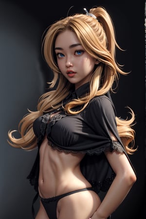 (masterpiece, high-detail, high quality), Best Quality, ultra-detailed, unreal engine,absurdres,
1girl,solo, sparkle_eyes, long_hair, , 18 year old, silky hair,straight hair, ash Blonde hairs,  visible body, body-tight, topless, lace,gold trim,no bra,under boob, (black clothes),lace panties,mage cape, (thicc panties),
(perfect eyes), perfect face, for a beautiful face with symmetry, very detailed beautiful face and eyes, (pretty skin),white skin, seethrough, sheer_clothes,

show under_boob, underbreast, show navel. adult lady, adult life, POV,(big ass),
basic background, coffee background, Ambilight,cinematic light,professional lighting, (nsfw:1),glitter, (mage style), (fantasy),A girl dancing ,noctuyen,

cowboy_shot, upper body,3DMM