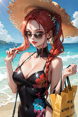 (masterpiece:1.2, best quality), Harley Quinn, 1lady, solo, upper body, big tits, latexskin
Elegant and flowy maxi dress in a vibrant color or pattern
Polished and radiant with natural-looking makeup and loose waves
Beachside resort or a garden party
Floppy sun hat and oversized sunglasses, with a straw tote bag to complete the look
Loose waves or braided updo, with floral hair accessories for a touch of whimsy