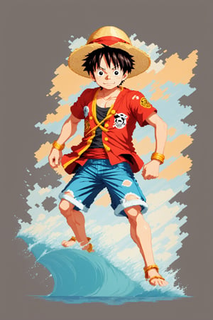 monkey d luffy, pixel art,tshirt design