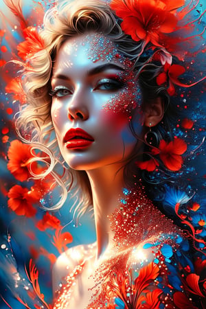 color photo of a mesmerizing close-up of a woman adorned with vibrant red lipstick, a digital artwork that is currently trending on ArtStation. This captivating piece of art is created with meticulous attention to detail, showcasing the artist's skill in capturing the beauty and essence of the subject. The illustration is rendered in a blurred and dreamy style, reminiscent of an airbrush technique, adding an ethereal quality to the portrait. The woman's face is depicted with intricate details, highlighting her unique features and radiating beauty. This stunning artwork serves as a testament to the artist's talent in creating a truly captivating and mesmerizing portrayal of a beautiful woman. Every brushstroke and color choice in this illustration contributes to its overall allure, immersing viewers in a world of beauty and admiration.