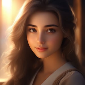 cinematic lighting, ambient lighting, sidelighting, Exquisite details and textures, cinematic shot, Warm tone, (Bright and intense:1.1), wide shot, by xm887, ultra realistic illustration, siena natural ratio,	a beautiful Turkish girl,	gray eyes,