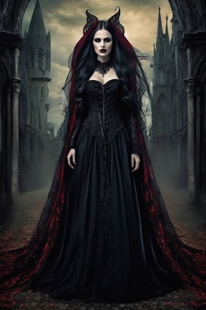 Gothic woman should reveal the monstrous creature hidden within her. The scene can be digitally created to capture the monstrosity in every detail, forming a horrifying and unforgettable image. The colors can be ambushed with a haunting palette that stands out and screams attention. The scene can be designed in a gothic style to emphasize the theme.