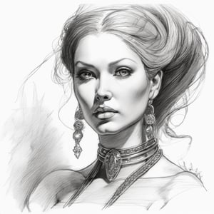 Sketch: "A charcoal sketch brings forth a mysterious mistress, her enigmatic beauty enticing yet intimidating; her sultry gaze and assertive gestures reveal her cunning nature, hinting at the secrets she holds.