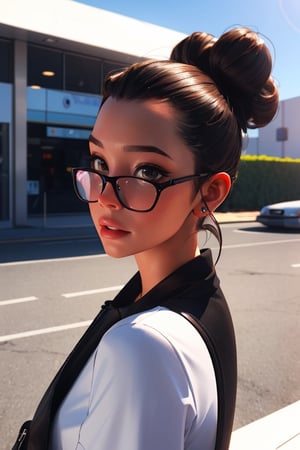 Digital art of a beautiful girl with bun hair , 3d, realistic, 3d render, hyperdetailed, travelling, 