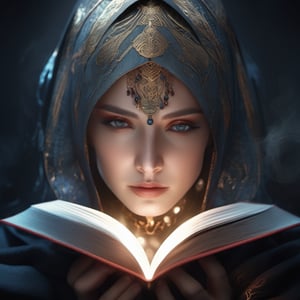 beautiful book portrait symmetrical, swirls of rich color, thick brush strokes, love, geometric smoke veils, defined lines and edges, closeup, insanely detailed, photorealistic, studio photography, hdr, 8k, cinematic lighting, dramatic lighting, Cannon EOS 5D Mark III, 85mm, volumetric lighting by ayami kojima and ewelina kowalczyk and alessio albi, trending on artstation