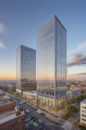 sunrise SKY, business complex, ((architecture by carlos bratke)), 