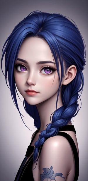 (masterpiece, best quality), 1girl, beautiful face, makima, braid, braided ponytail, necktie ,red purple eyes, Jinx weint vor der Kamera, Blaue Wolke Tattoo, (Meisterwerk, best quality), Seitliche Beleuchtung, beautiful detailed eyes, sad face), (best quality), (Meisterwerk), Magische Fotografie, Dramatische Beleuchtung, Fotorealismus, Ultra-detailliert, intimate portrait composition, Leica 50mm, Formel 1. 4,8K UHD, DSLR, aesthetic, 64 Tsd., hight resolution, 8K, Beste Ausleuchtung, Bester Schatten, Ultra-HD, hight resolution, Scharfer Fokus, Komplizierter Hintergrund, Filmische Beleuchtung, ((Landschaftsansicht)), 4K-Einheit, (Beste Ausleuchtung), ((Filmische Beleuchtung)),JinxLol,<lora:659111690174031528:1.0>