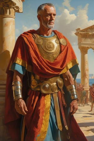 (masterpiece), (extremely intricate), fantasy, ((hyper-realistic, 4K, ancient Romans, year 276 to 282)
Full body image of
Probus as a renowned general of ancient Roman army




(((colorful clothing, intricate details on clothing))), (perfect composition:1.4), aspect ratio 1:1, beach, deviantart hd, artstation hd, concept art, detailed face and body, award-winning photography, margins, detailed face, professional oil painting by Ed Blinkey, Atey Ghailan, Jeremy Mann, Greg
