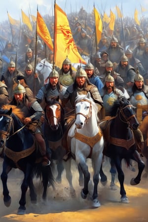 (masterpiece), (extremely intricate), fantasy, ((hyper-realistic, 4K, Ancient Mongolia, (the Year is 1219 AD)

(An image of angry Genghis Khan led his colossal Mongol army to invade the Khwarazmian Empire in Persia))

(by Anne Stokes, cgsociety, fantasy art, tarot card, wiccan, detailed painting.



(perfect composition:1.4), deviantart hd, artstation hd, concept art, detailed face and body, award-winning photography, margins, detailed face, professional oil painting by Ed Blinkey, Atey Ghailan, Jeremy Mann, Greg
