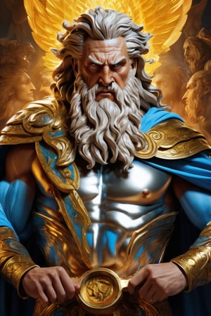 (masterpiece), (extremely intricate), fantasy, (((hyperrealistic, 8K, Ancient Greek mythology,)

 Image of Angry Zeus

(colorful Greek God's clothing, intricate details), ( perfect composition:1.4 ) Deviantart HD, art station hd, concept art, detailed face and body.
