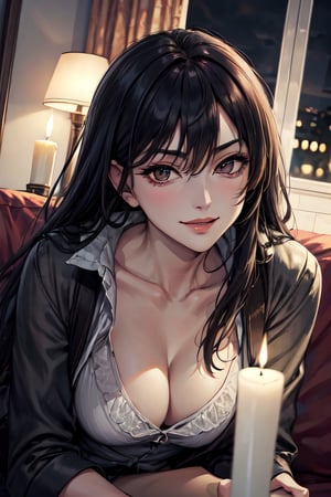 m0n1c4b31u-smf, facial portrait, sexy stare, smirked, laying on the sofa, candlelights, cloudy sky, 